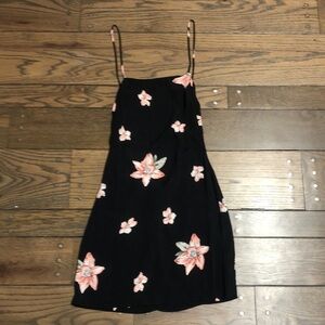 Reformation Floral Open Back Square Neck Slip Dress
